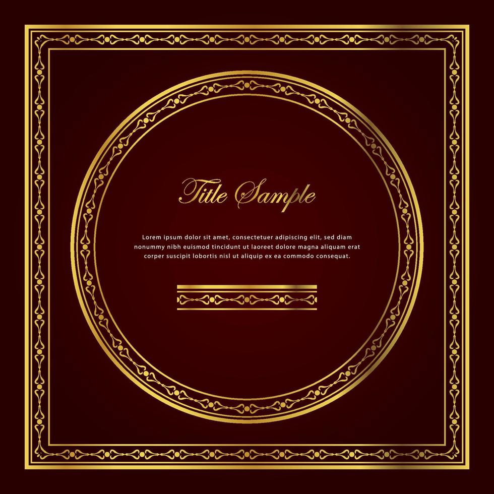 Luxury golden square and round frame set vector