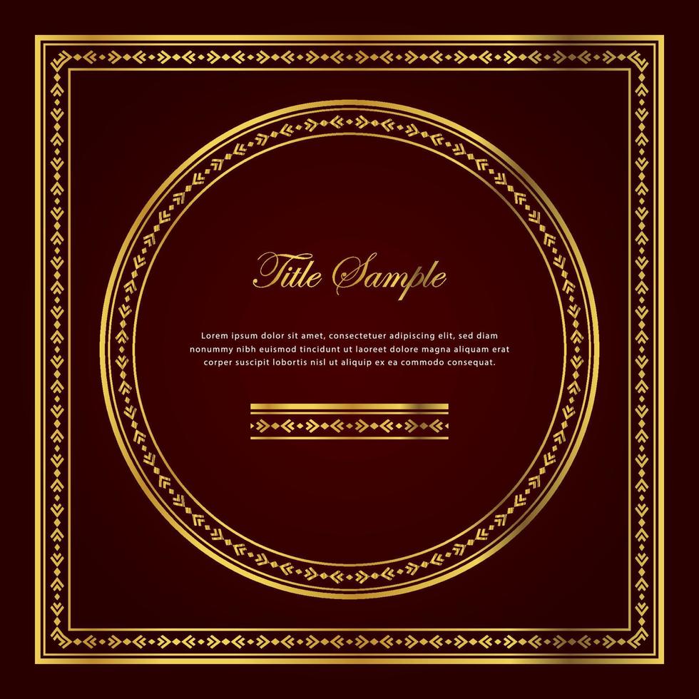 Luxury golden square and round frame set vector