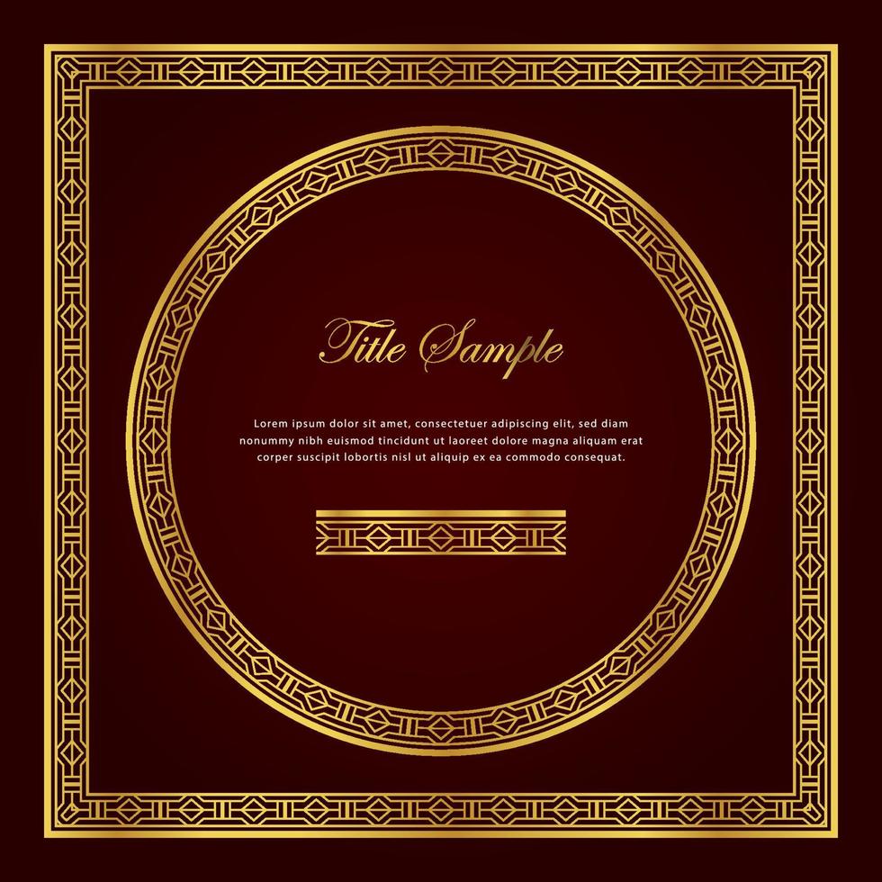 Luxury golden square and round frame set vector