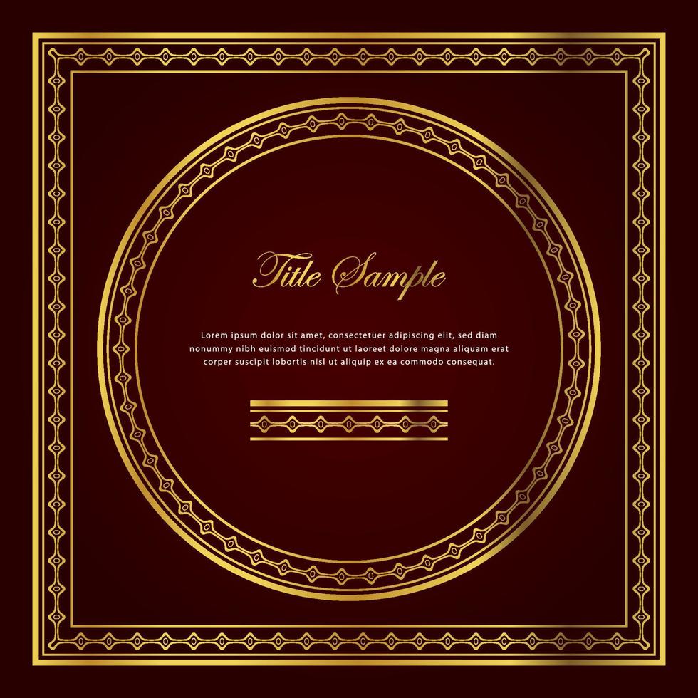 Luxury golden square and round frame set vector