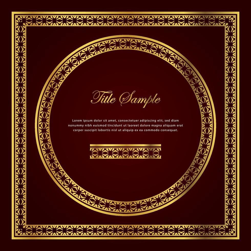 Luxury golden square and round frame set vector