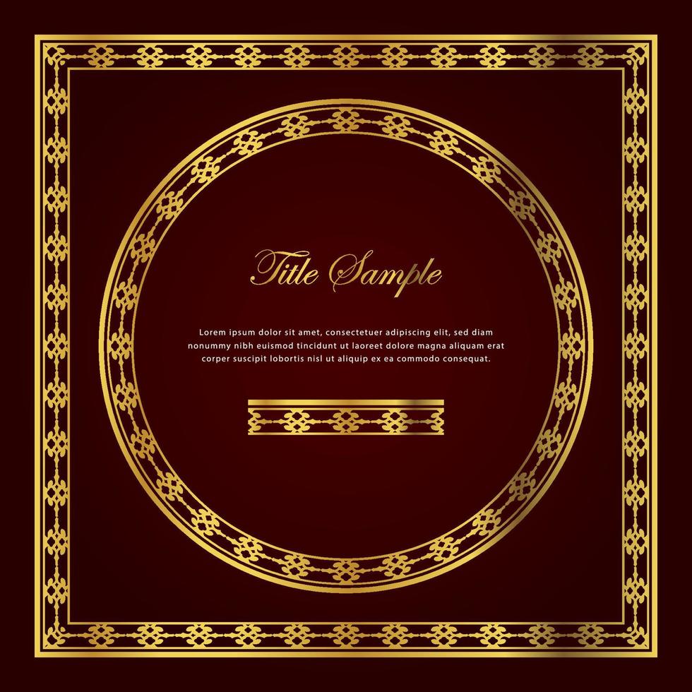 Luxury golden square and round frame set vector