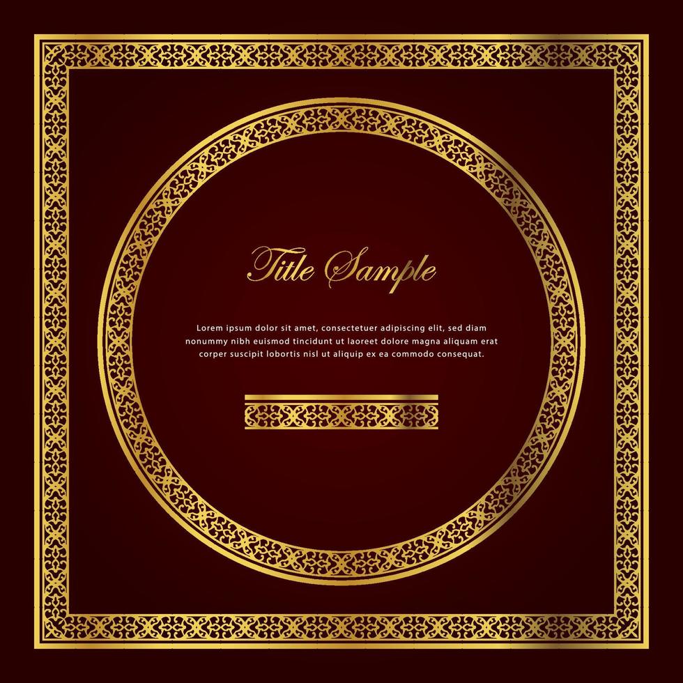 Luxury golden square and round frame set vector