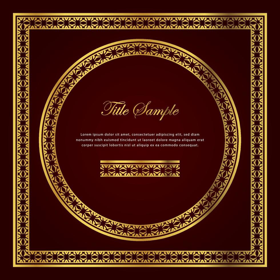 Luxury golden square and round frame set vector