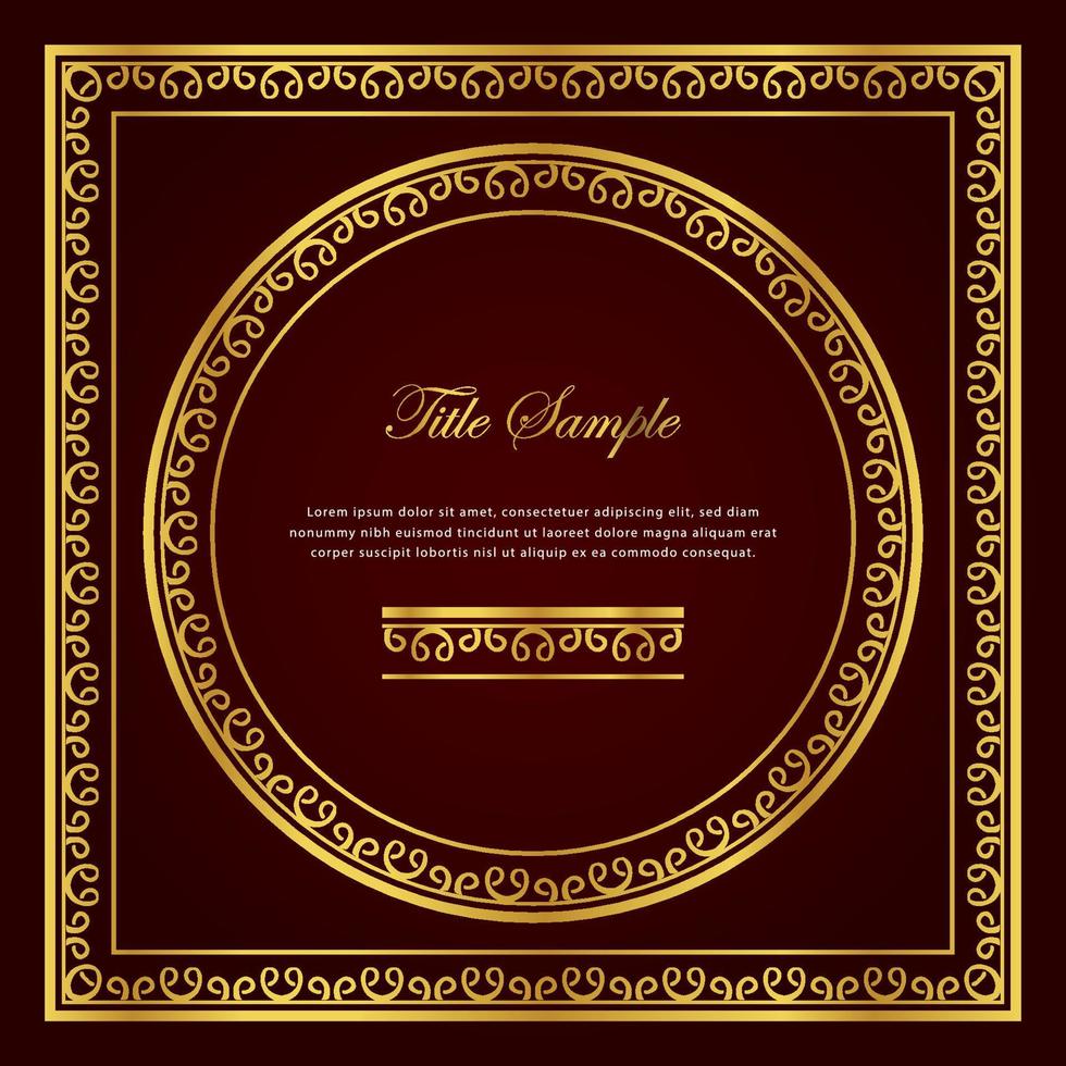 Luxury golden square and round frame set vector
