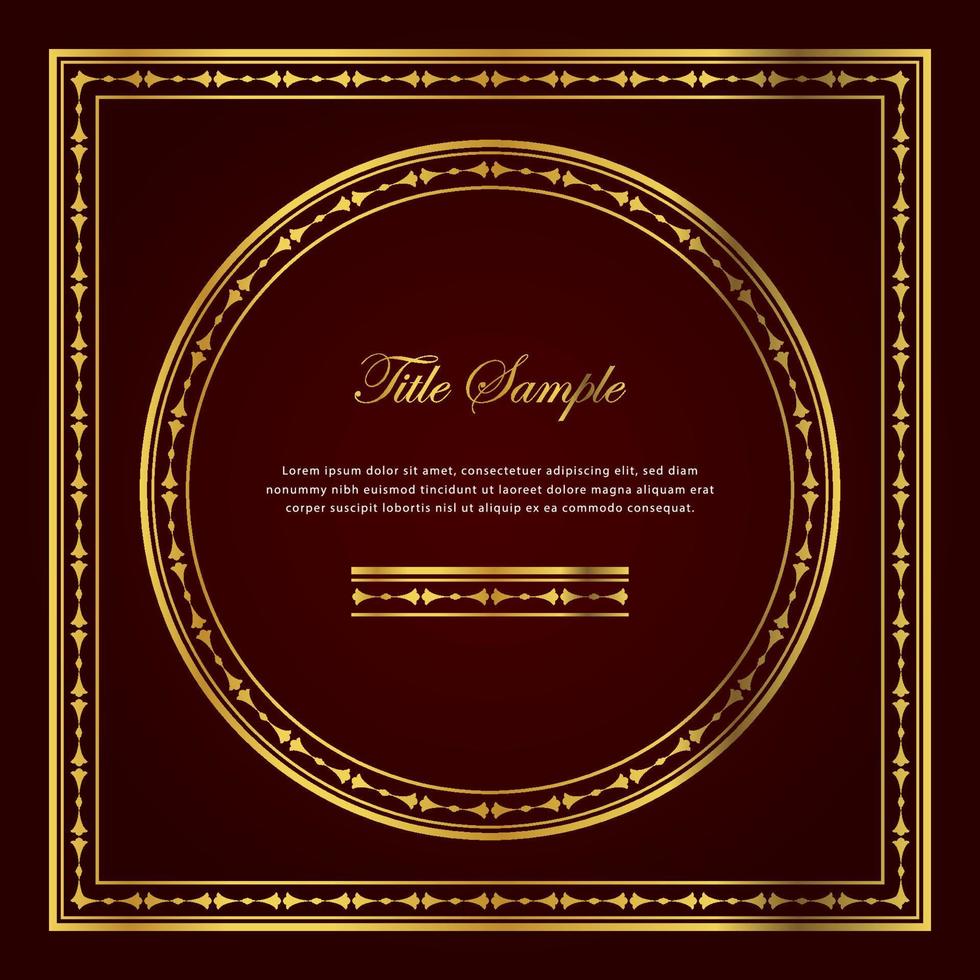 Luxury golden square and round frame set vector
