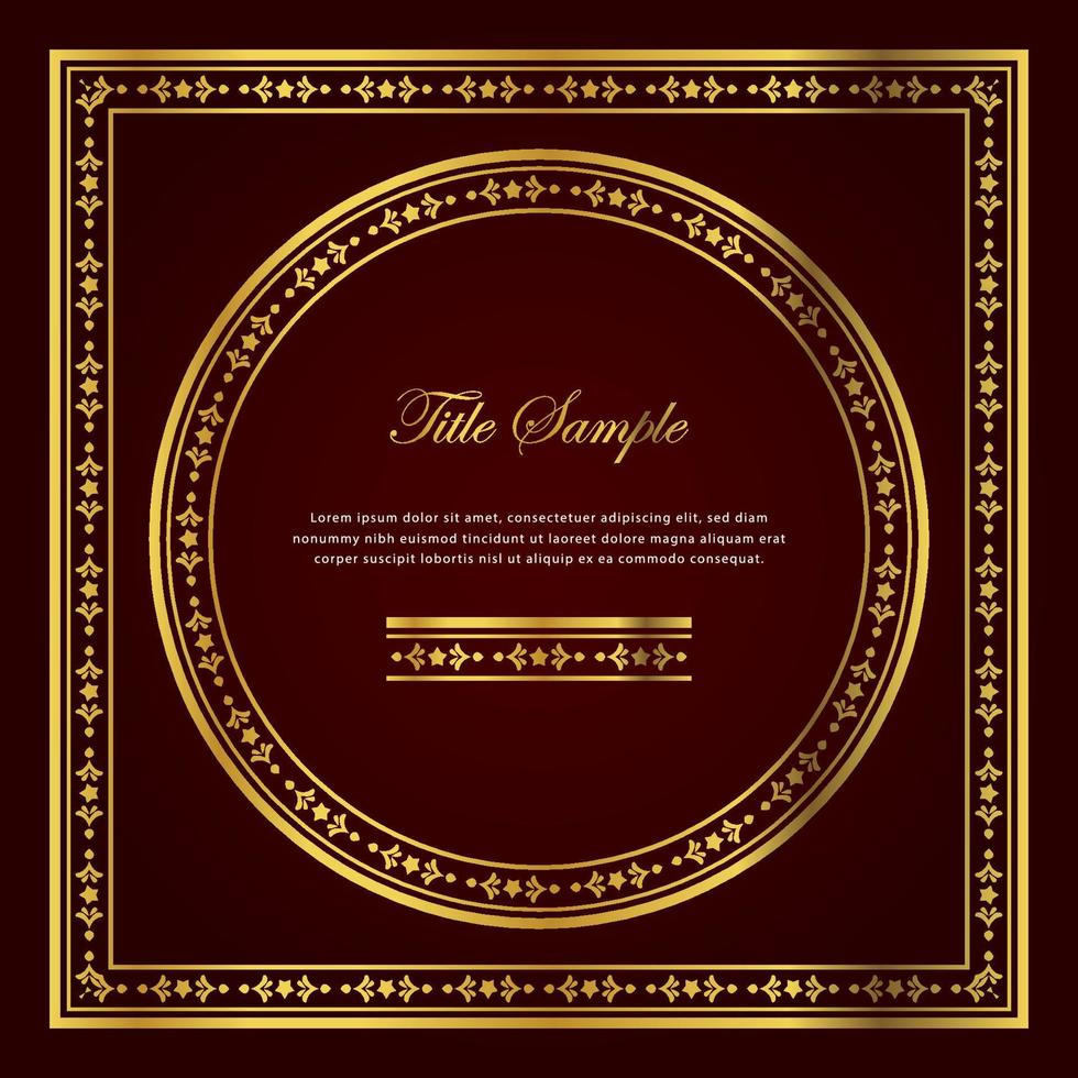 Luxury golden square and round frame set vector