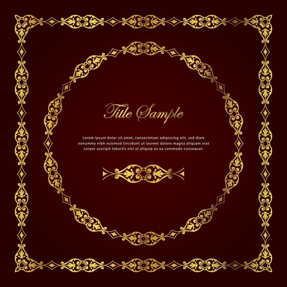 Luxury golden square and round frame set botanic garden plant vector