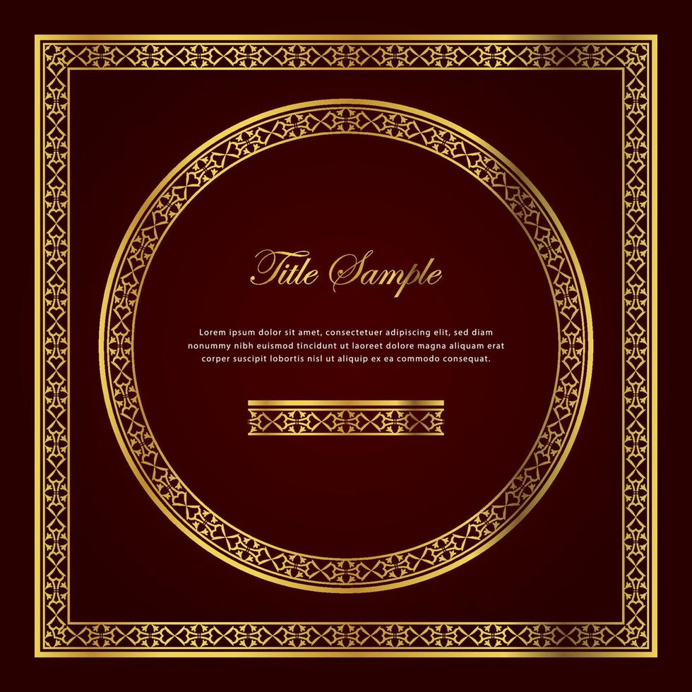 Luxury golden square and round frame set vector
