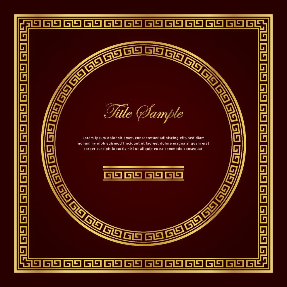 Luxury golden square and round frame set vector
