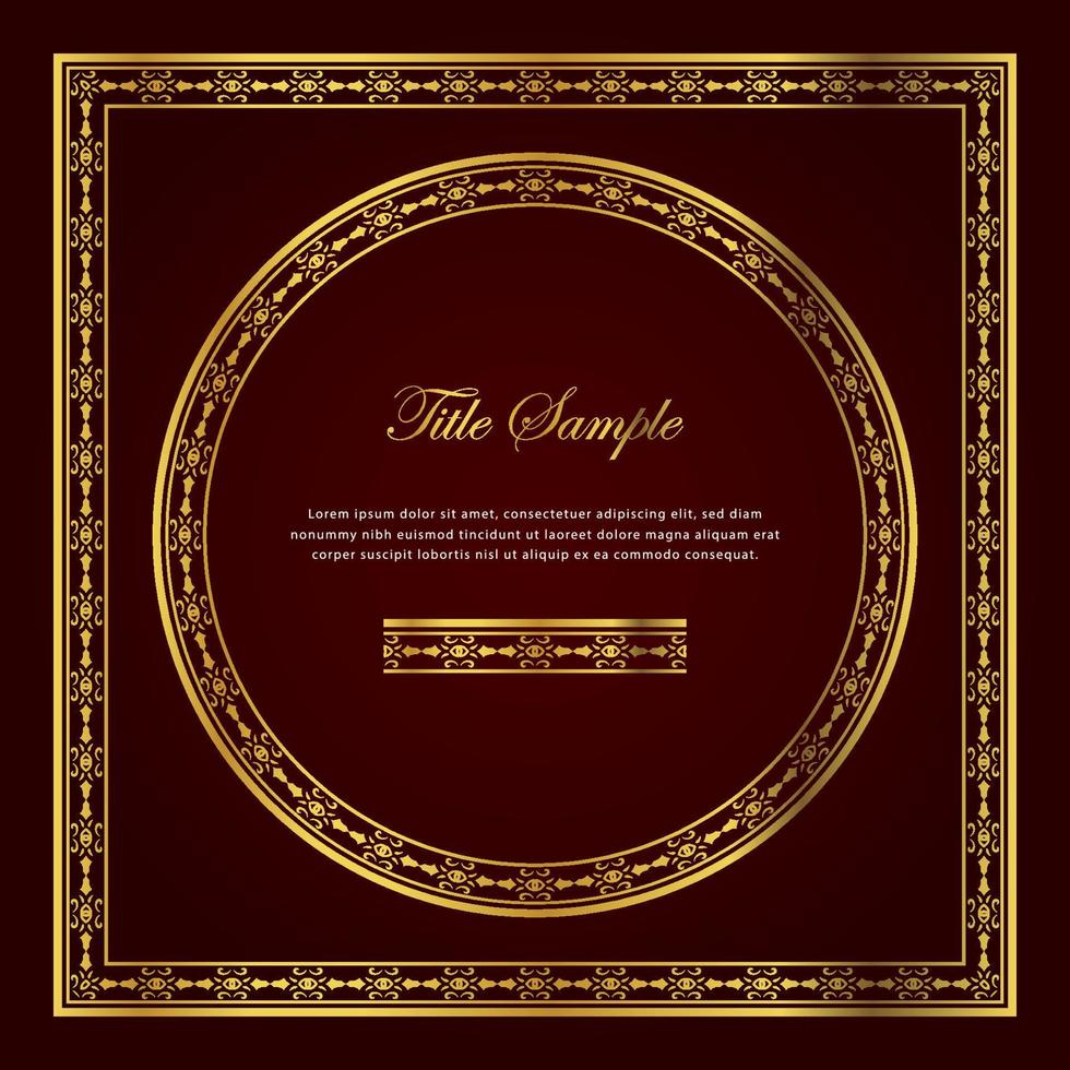Luxury golden square and round frame set vector