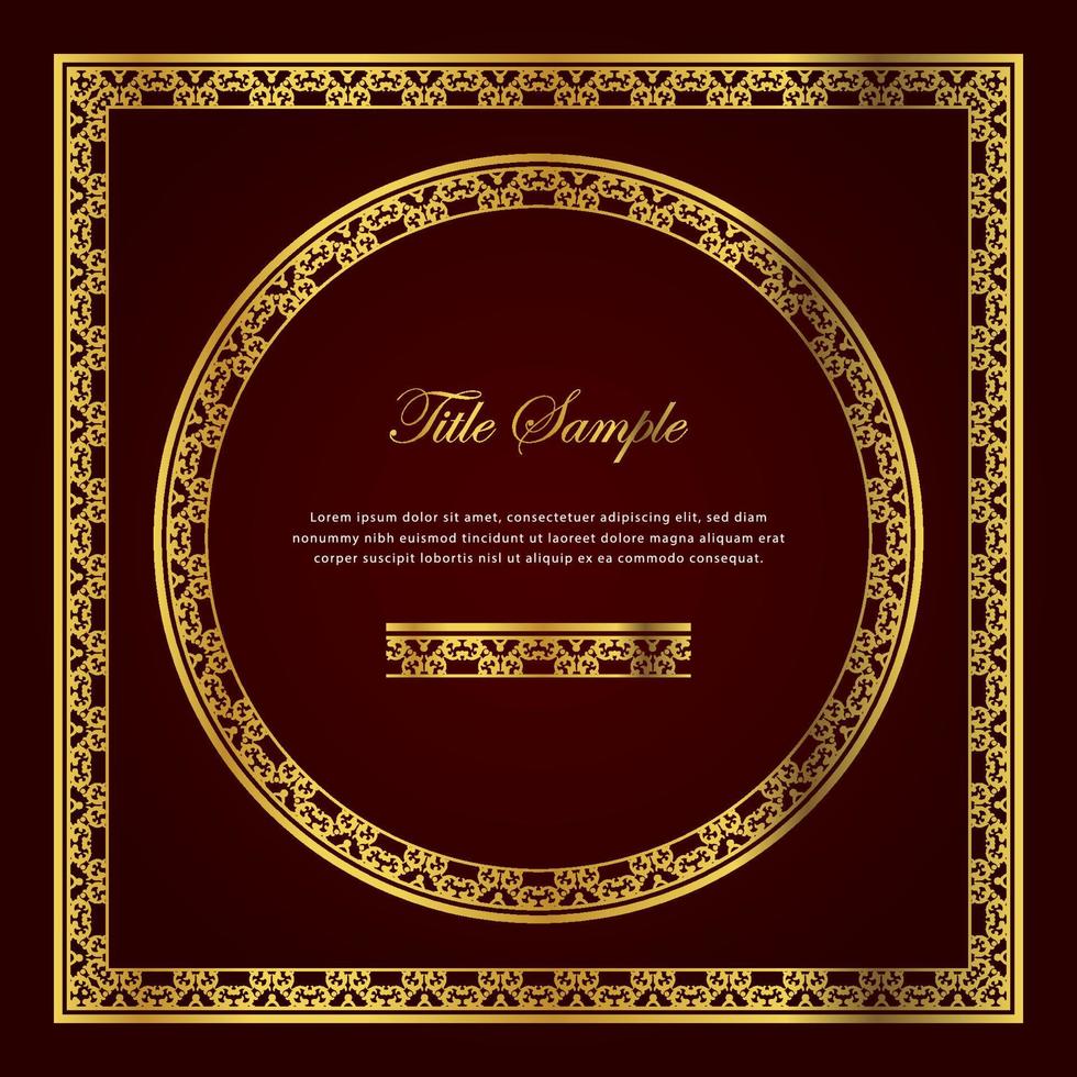 Luxury golden square and round frame set vector
