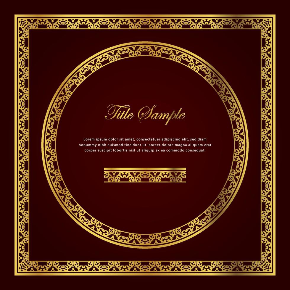 Luxury golden square and round frame set vector