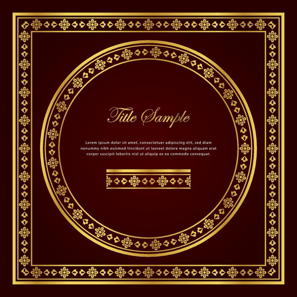 Luxury golden square and round frame set vector