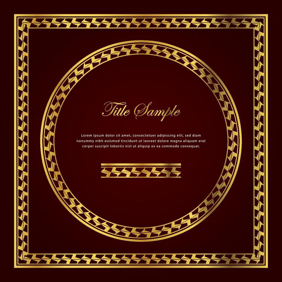 Luxury golden square and round frame set vector