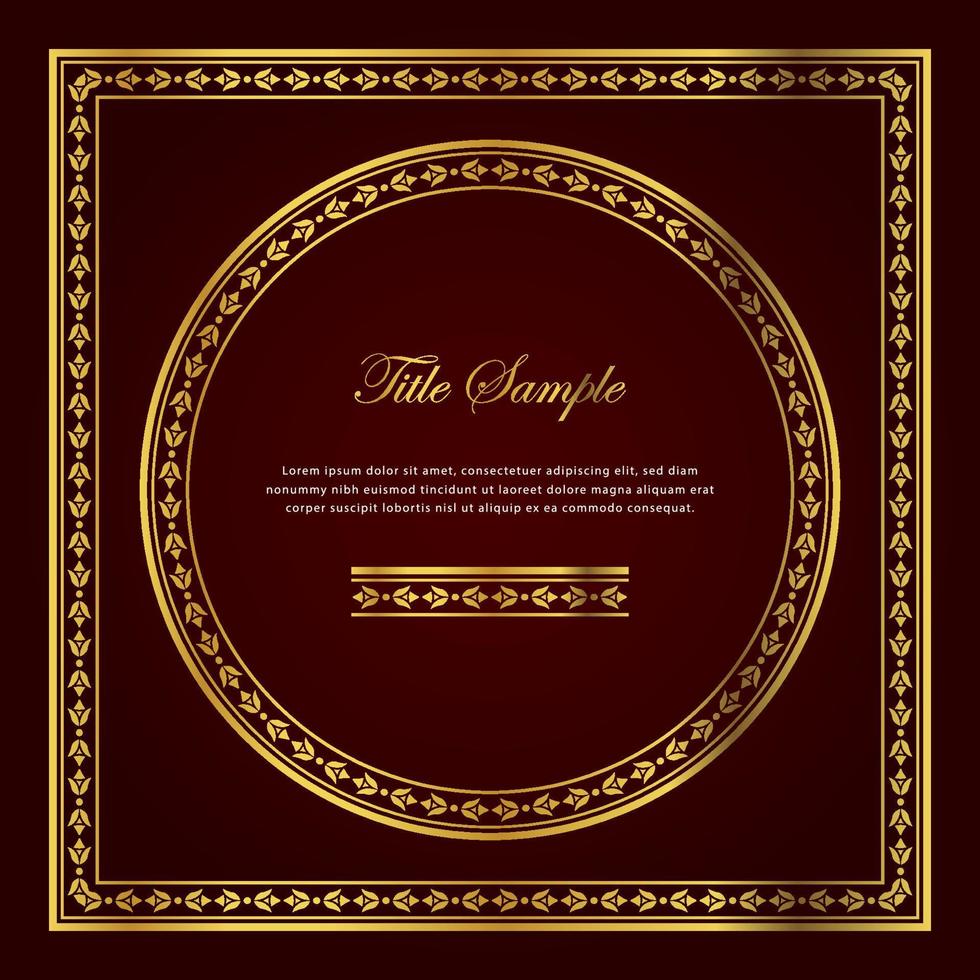 Luxury golden square and round frame set vector