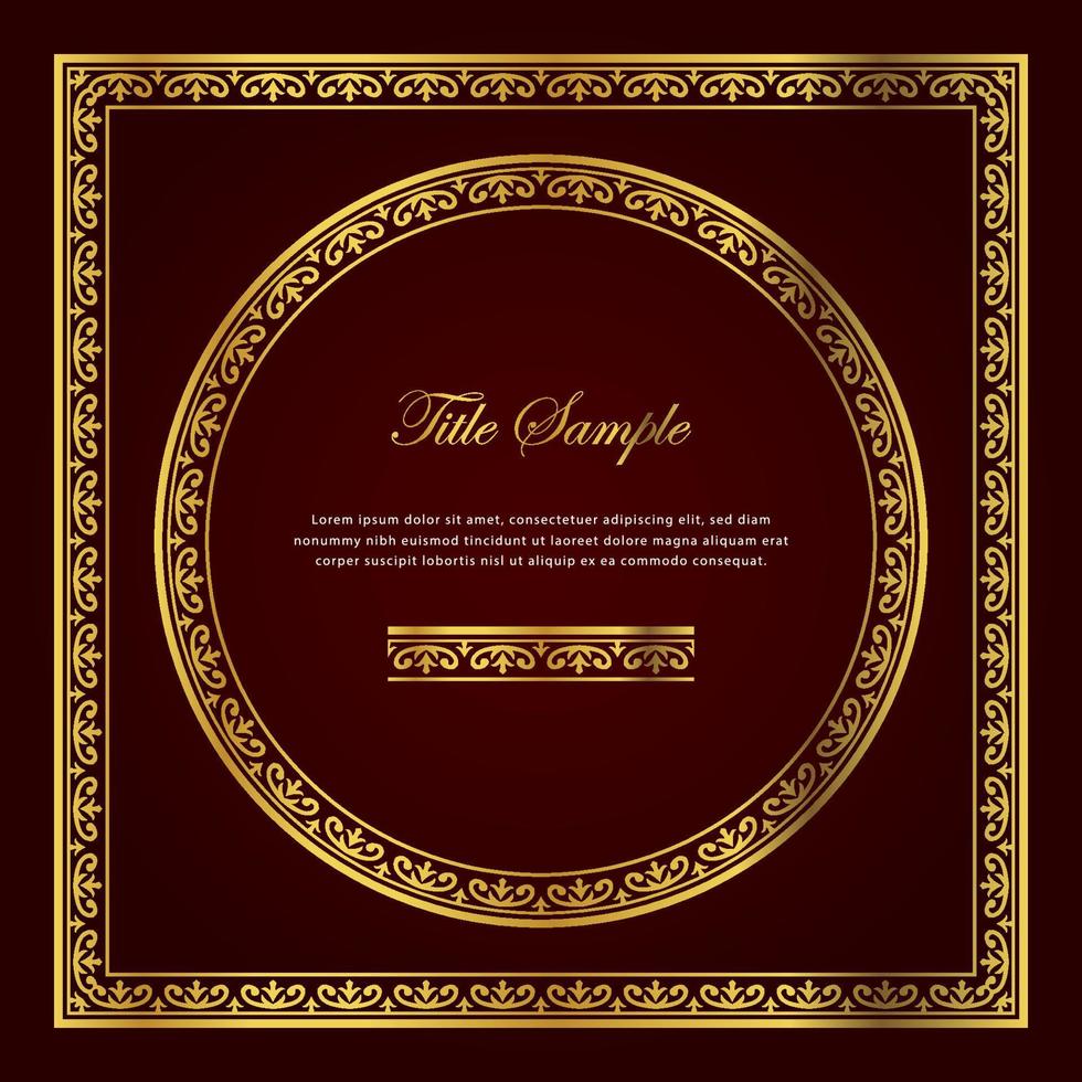 Luxury golden square and round frame set vector