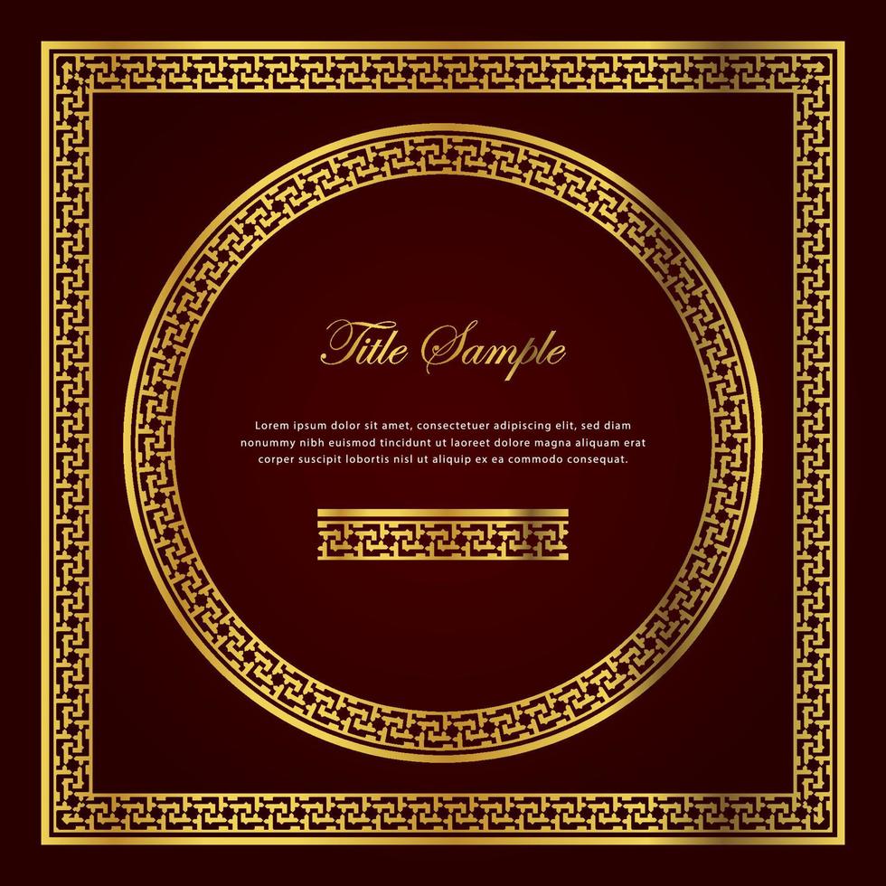 Luxury golden square and round frame set vector