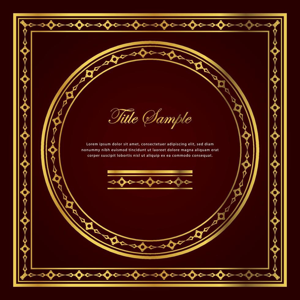 Luxury golden square and round frame set vector