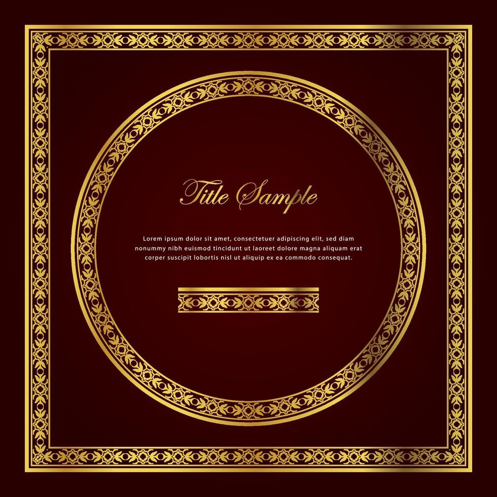 Luxury golden square and round frame set vector