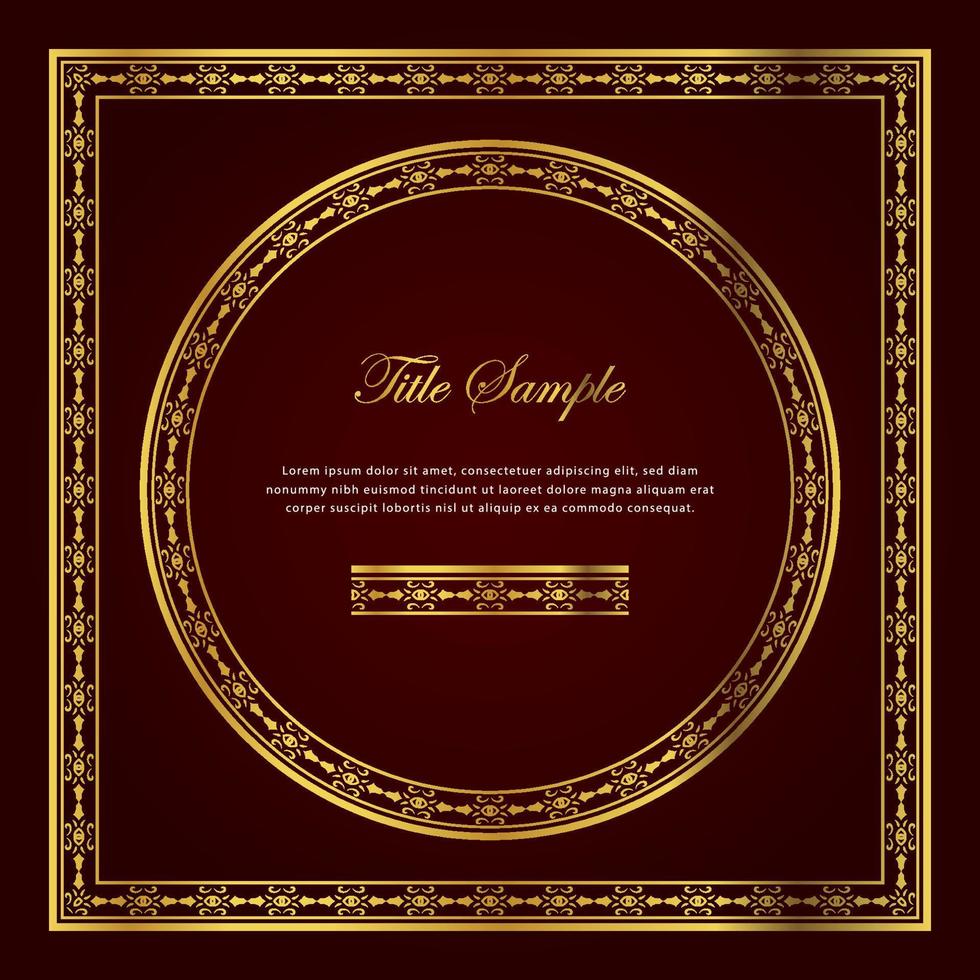Luxury golden square and round frame set vector