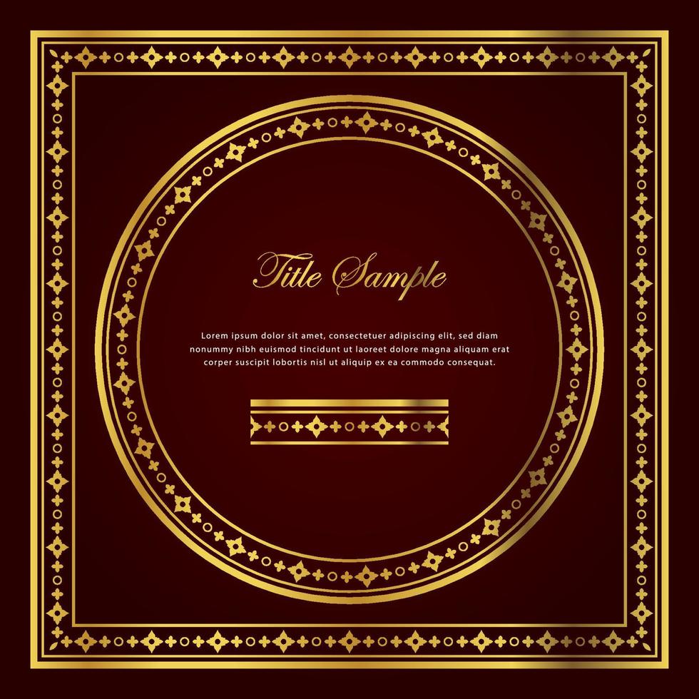 Luxury golden square and round frame set vector