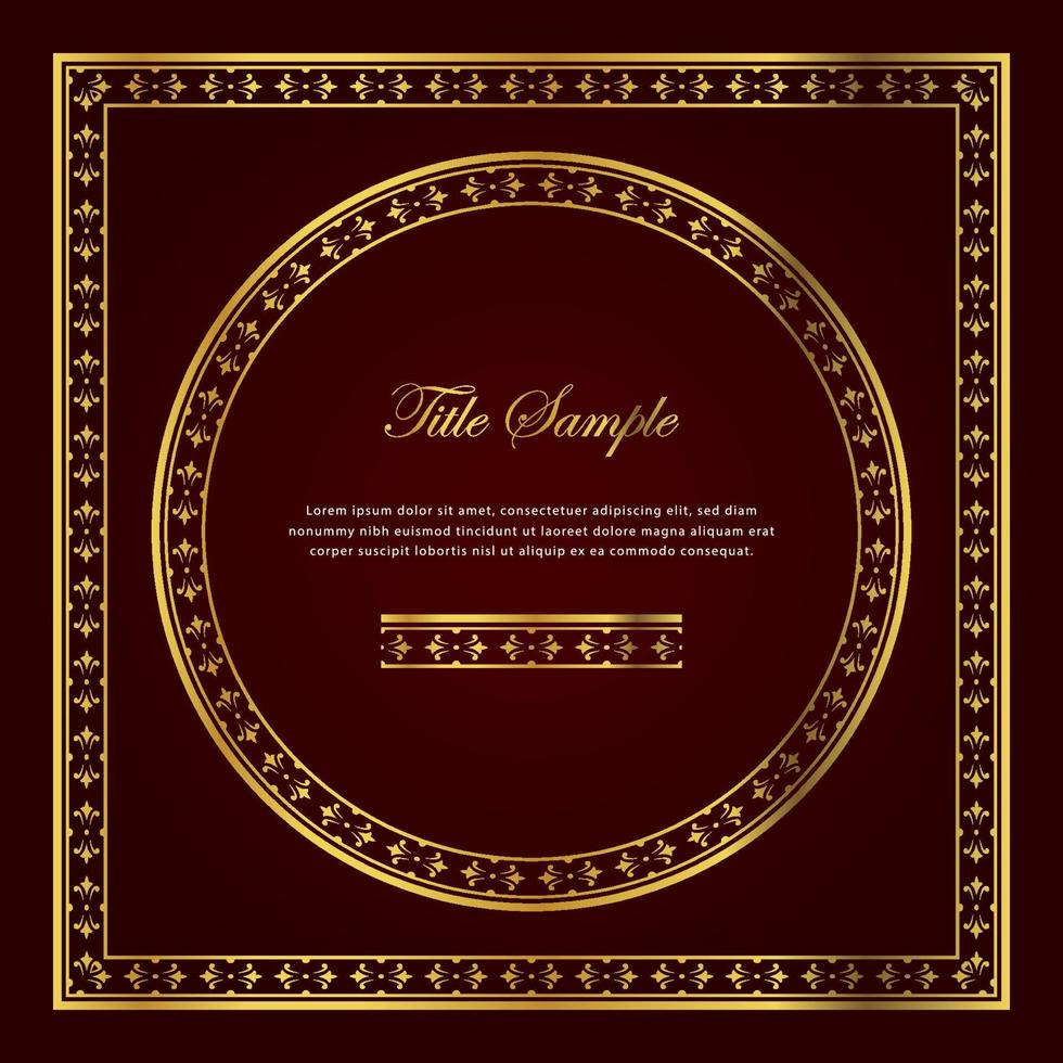 Luxury golden square and round frame set vector