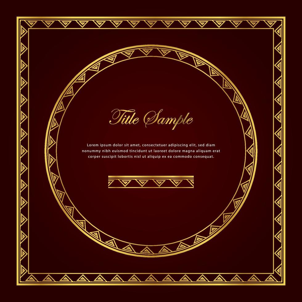Luxury golden square and round frame set vector