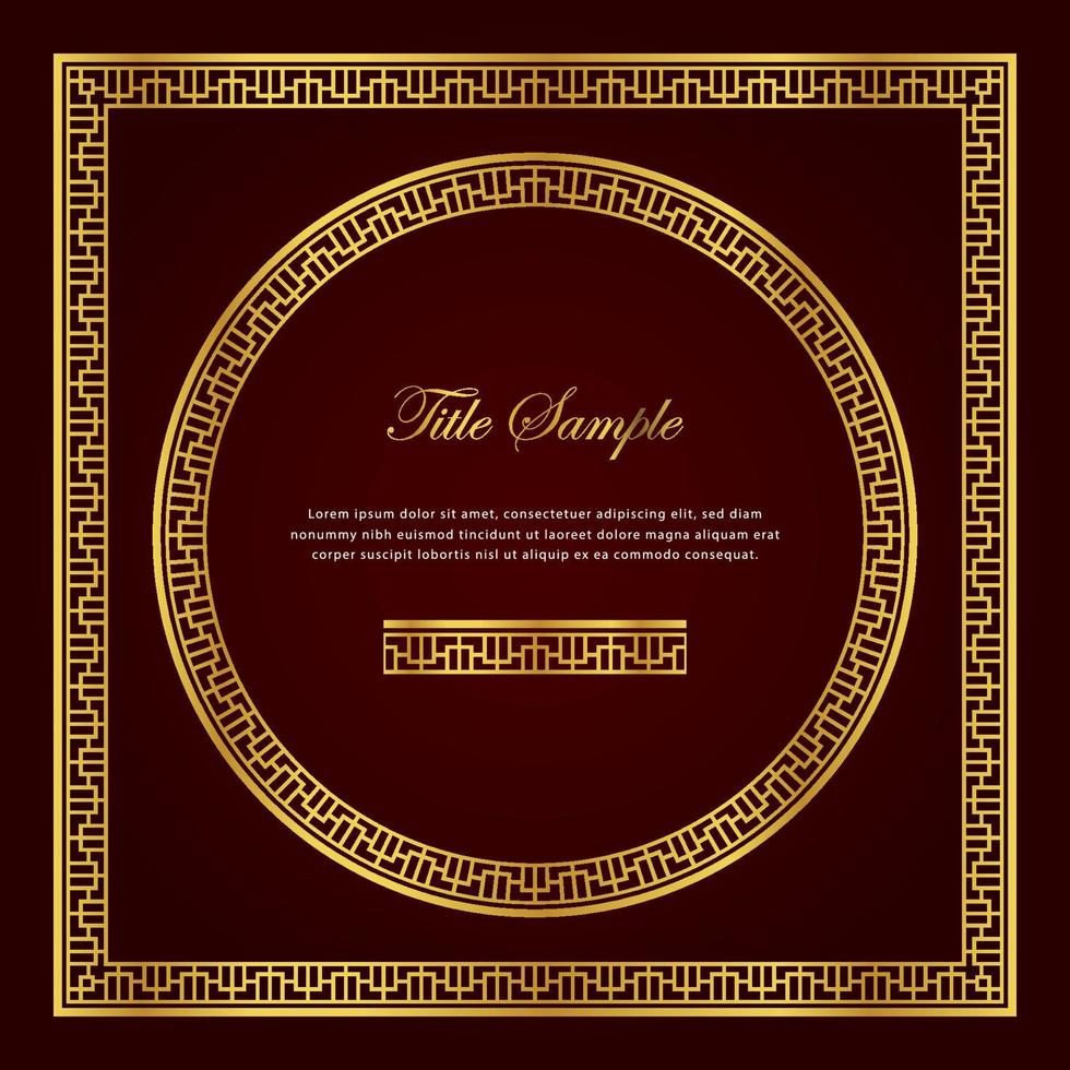 Luxury golden square and round frame set vector