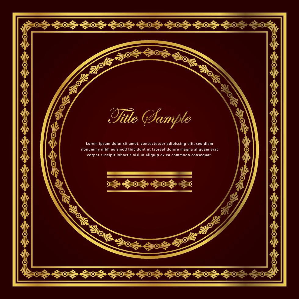 Luxury golden square and round frame set vector