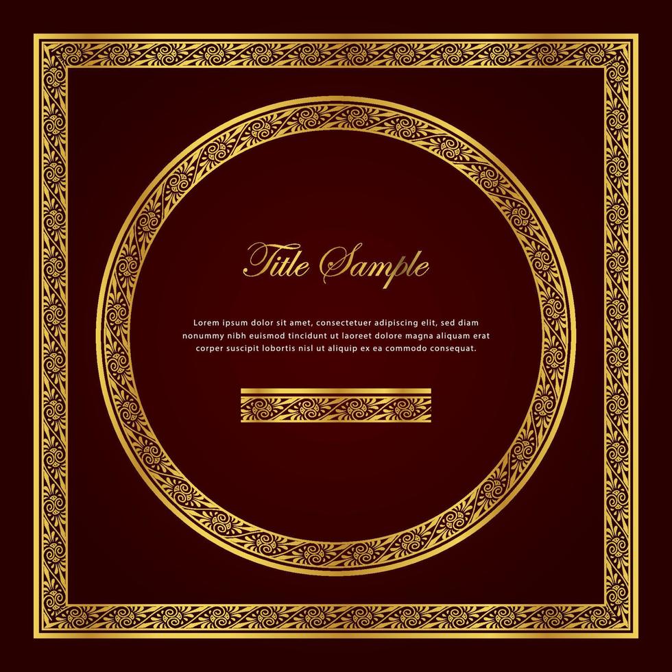 Luxury golden square and round frame set vector