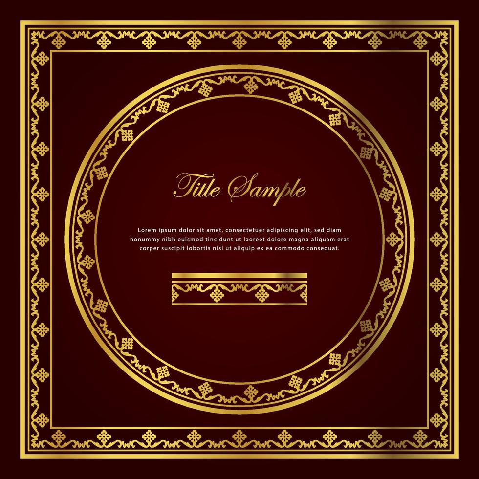 Luxury golden square and round frame set vector