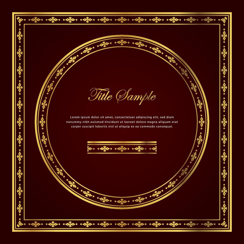 Luxury golden square and round frame set vector