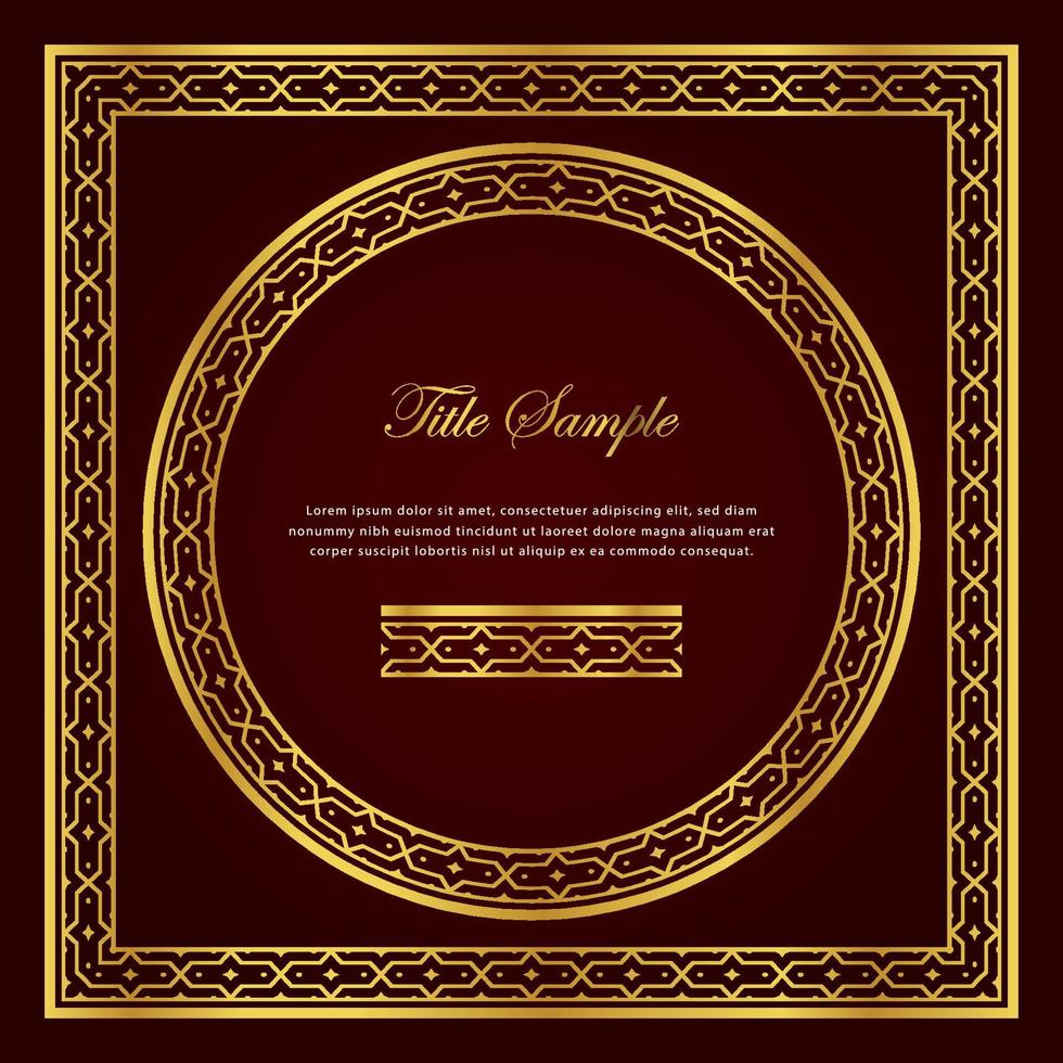 Luxury golden square and round frame set vector