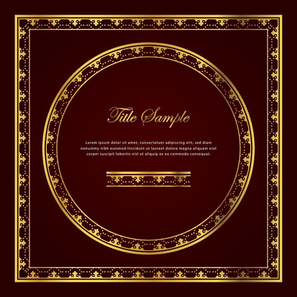 Luxury golden square and round frame set vector