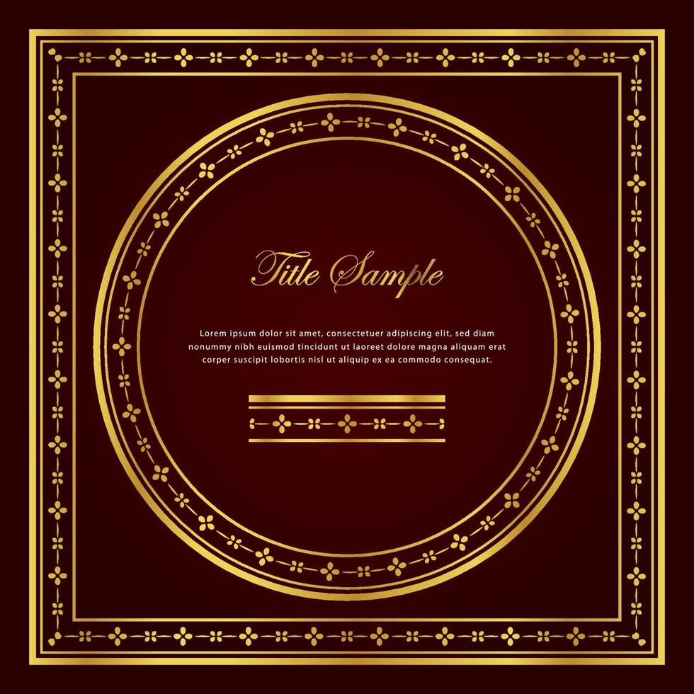 Luxury golden square and round frame set vector