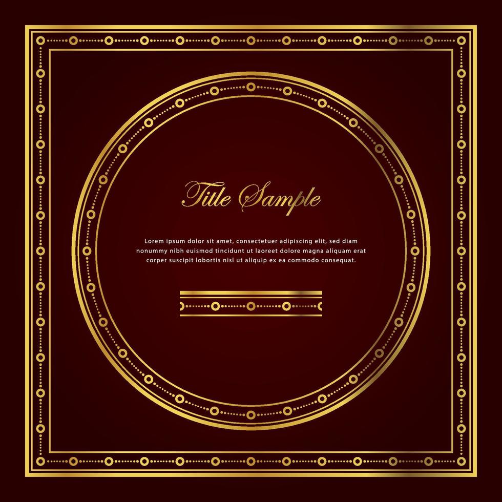 Luxury golden square and round frame set vector