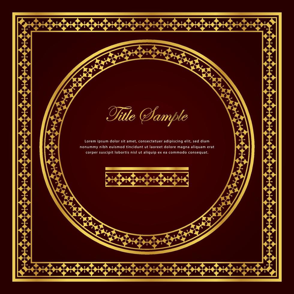 Luxury golden square and round frame set vector