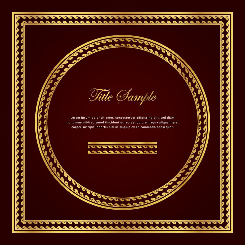 Luxury golden square and round frame set vector