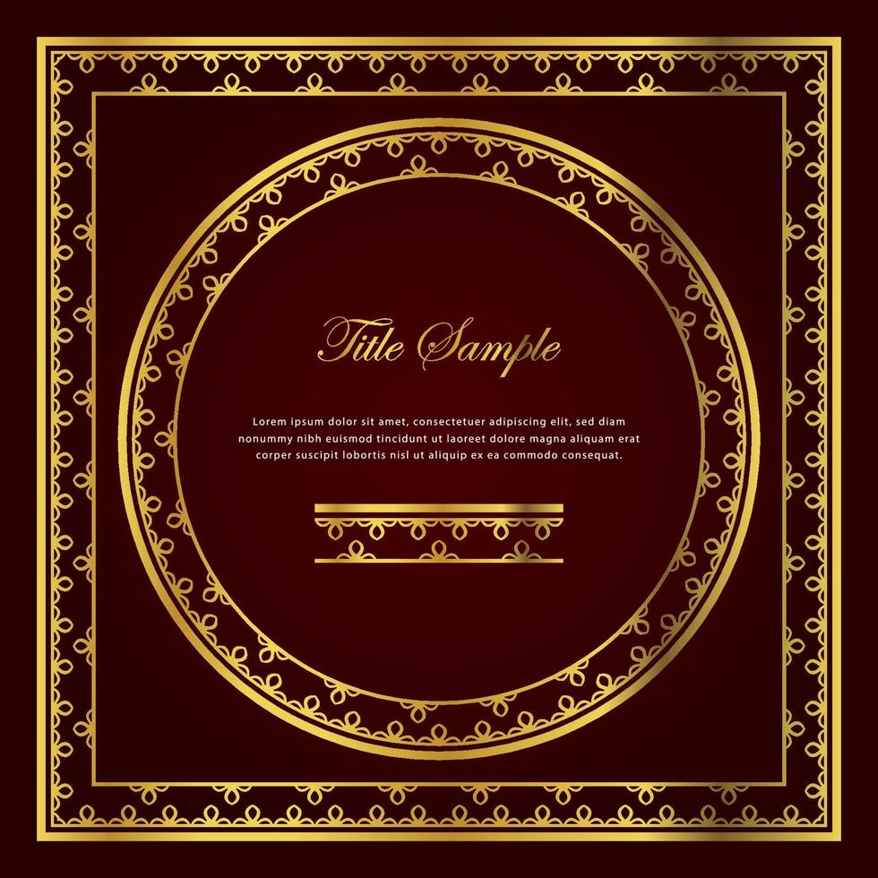 Luxury golden square and round frame set vector