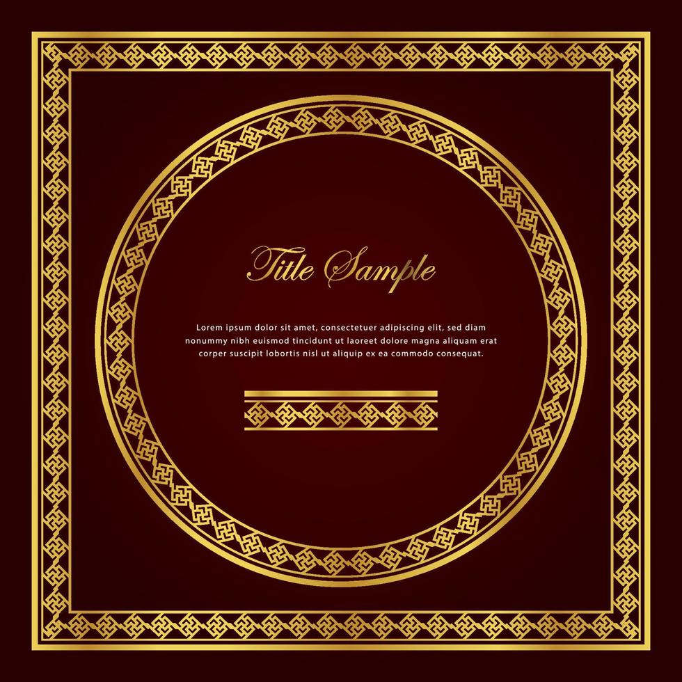 Luxury golden square and round frame set vector
