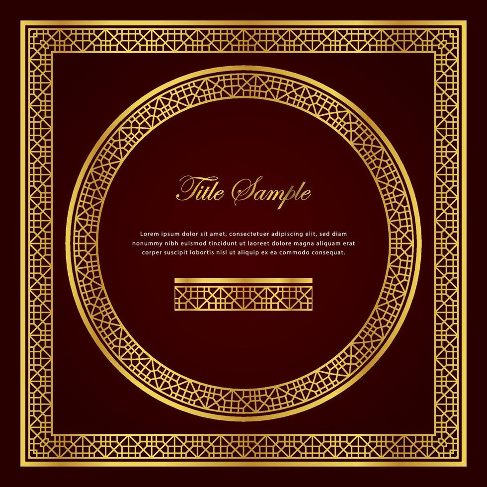 Luxury golden square and round frame set vector