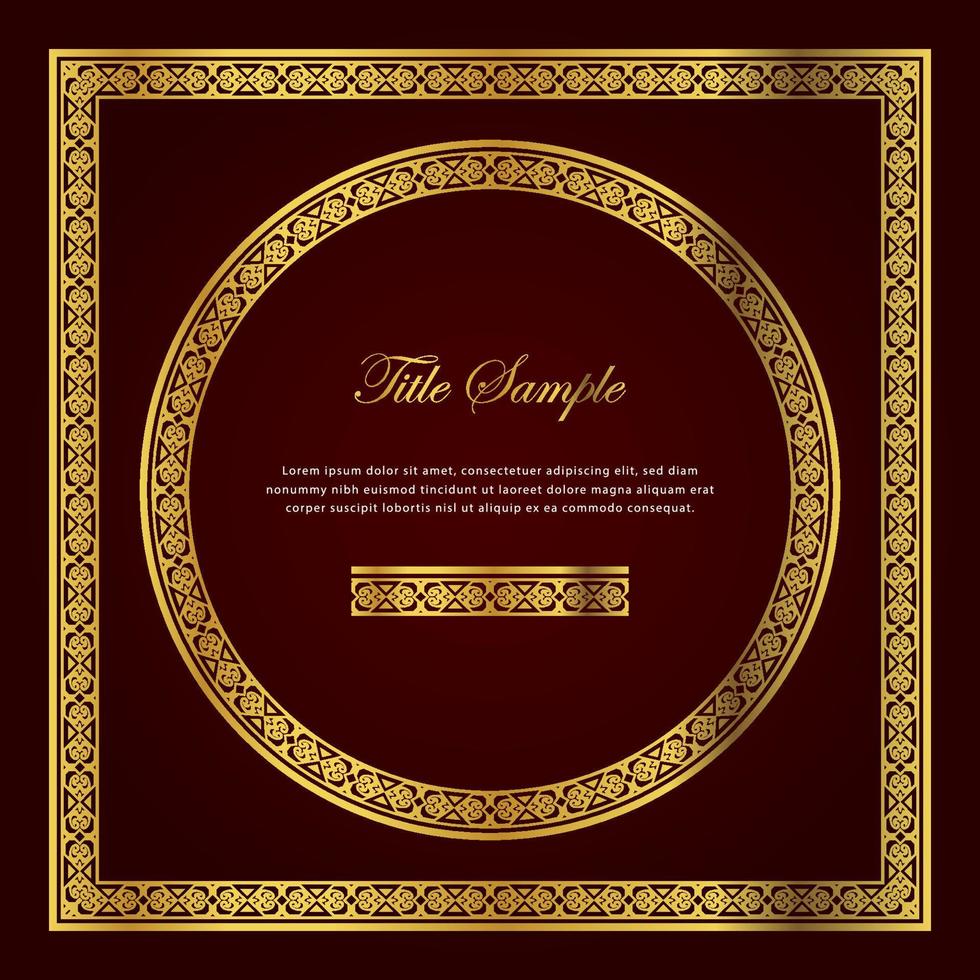 Luxury golden square and round frame set vector