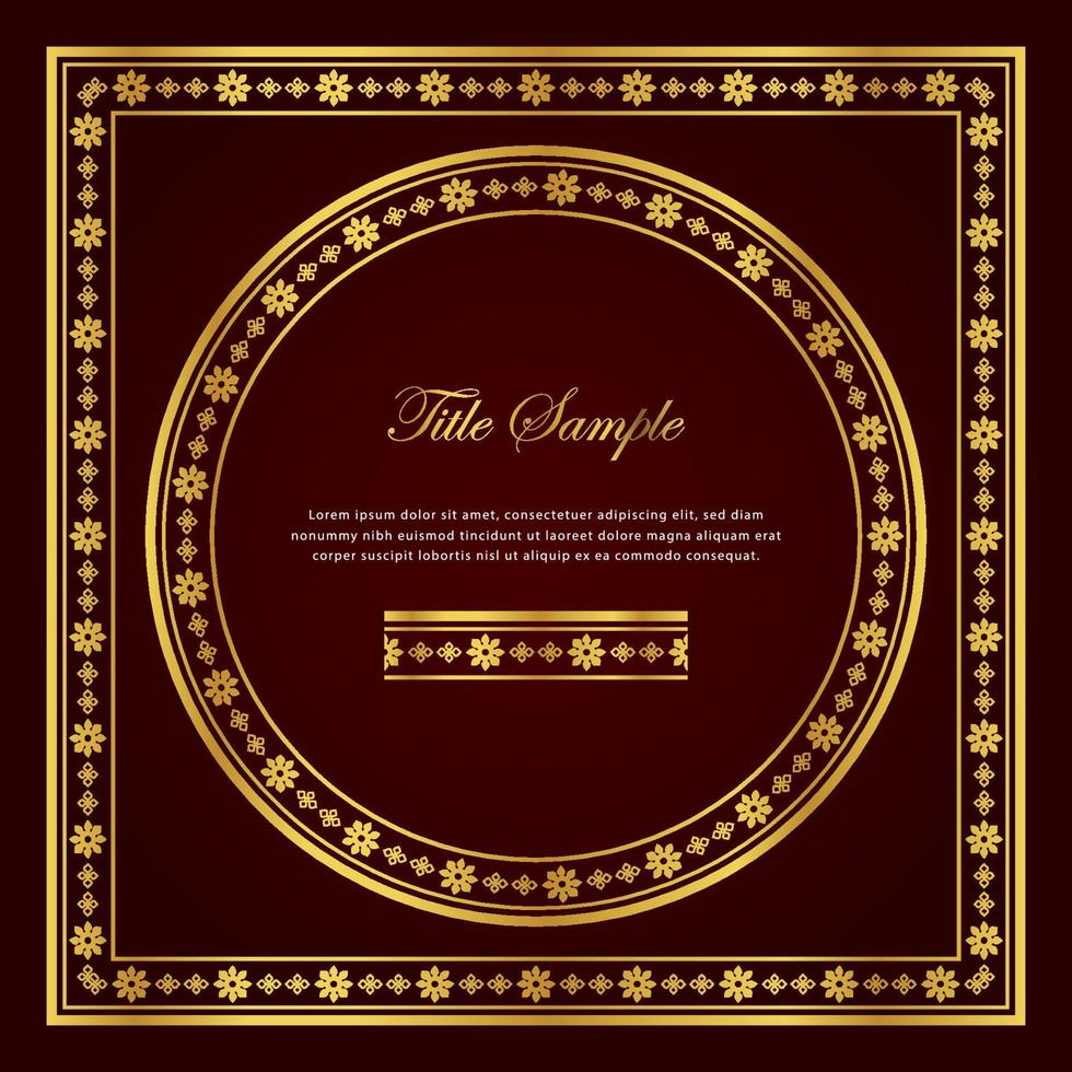 Luxury golden square and round frame set vector