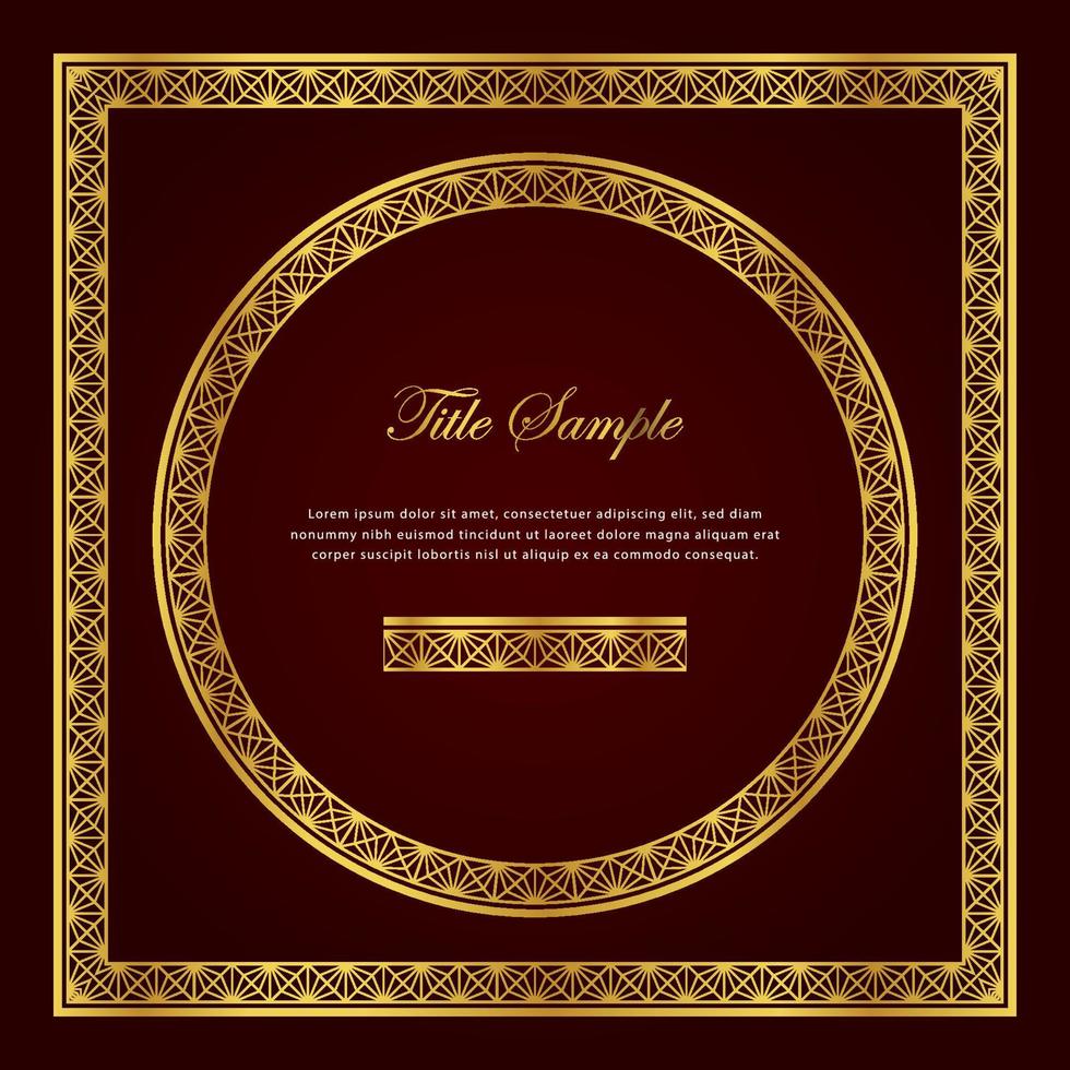 Luxury golden square and round frame set vector