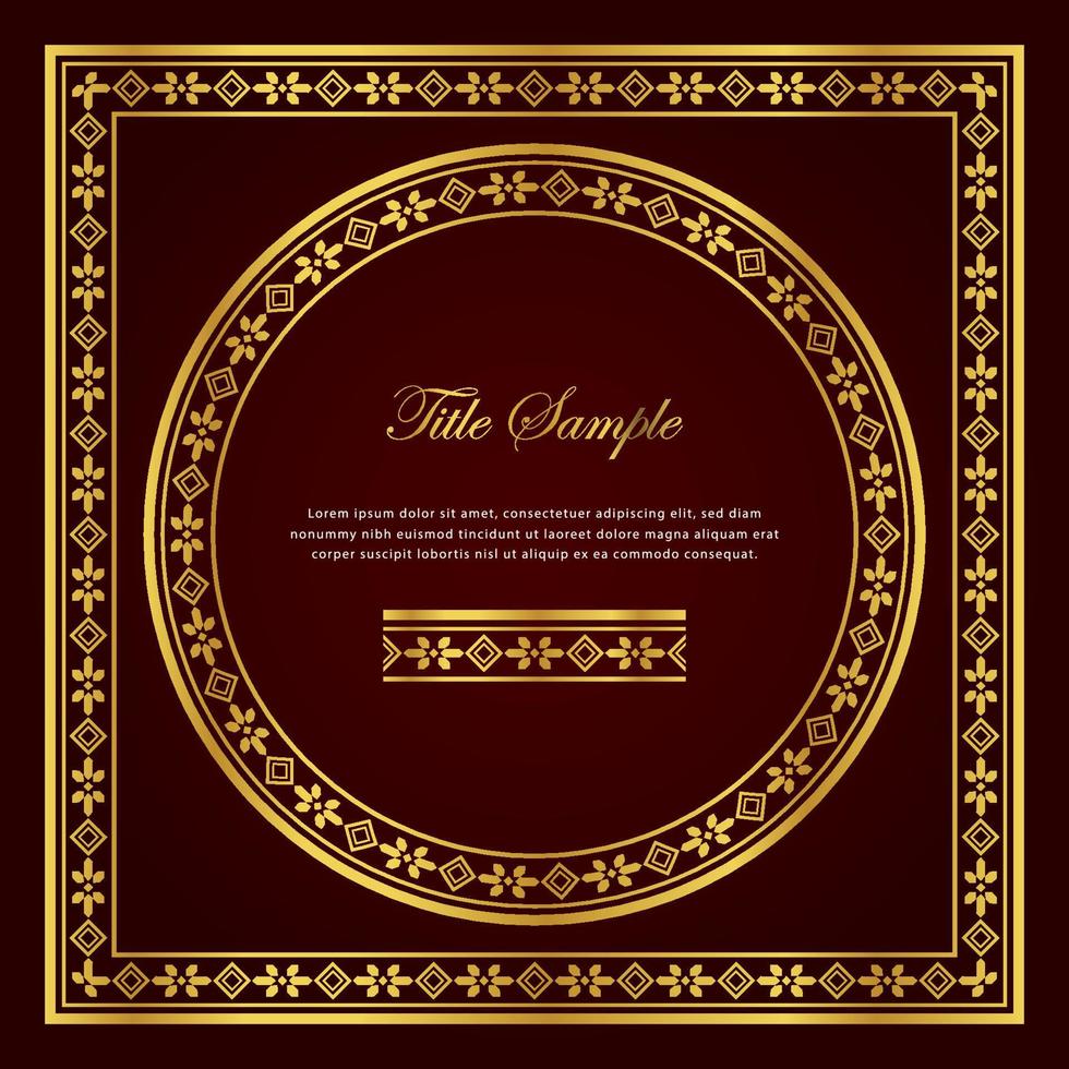 Luxury golden square and round frame set vector