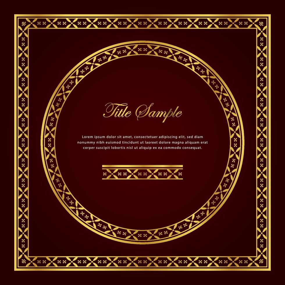 Luxury golden square and round frame set vector