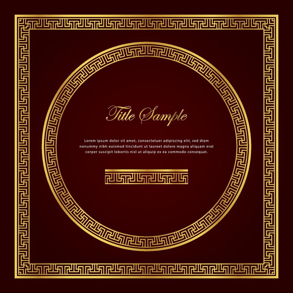 Luxury golden square and round frame set vector