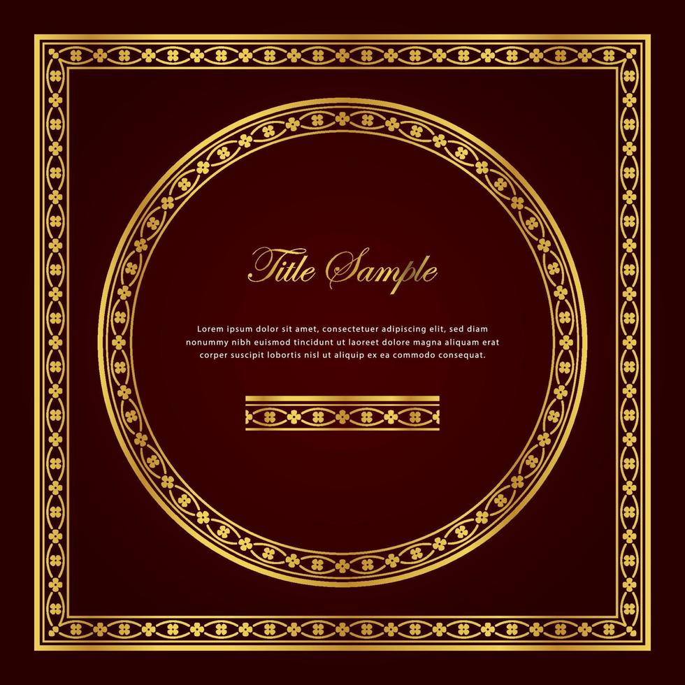 Luxury golden square and round frame set vector