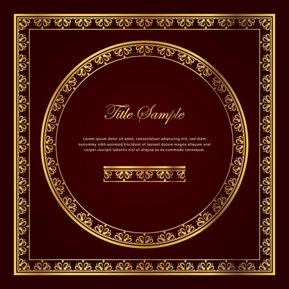 Luxury golden square and round frame set vector